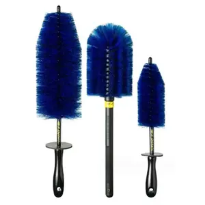 18-in Multi-Size Car Detailing Brushes Set, Rubber Coated Soft-Handle Accessory with Soft Bristles, Car Cleaning Supplies for Gentle Rim Cleaning