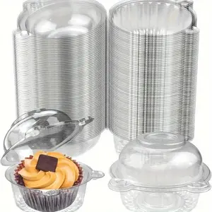 Disposable Cupcake Packaging Box, 50pcs Clear Cupcake Container with Lid, Pastry Dessert Muffin Cup, Baking Utensils for Home Kitchen Party, Premium Cake Box, Baking Supplies Kit