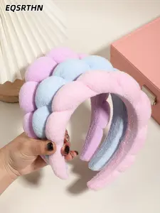 3pcs Purple, Blue Cloud Hair Hoop Set, Bubble Headband Hair, Suitable for Makeup, Face Washing and Hair Tying. Soft, Comfortable Wide-Edge Headband. Hair Accessory Set for Daily Home Use/Skincare and Makeup Styling. Macaron Color Series Clou