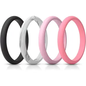 Women's  Wedding Ring Sets, Thin and Stackable Rubber Wedding Bands, 2.6mm Wide, 2.1mm Thick, Variety Multipack 1/4/6/7/8/9