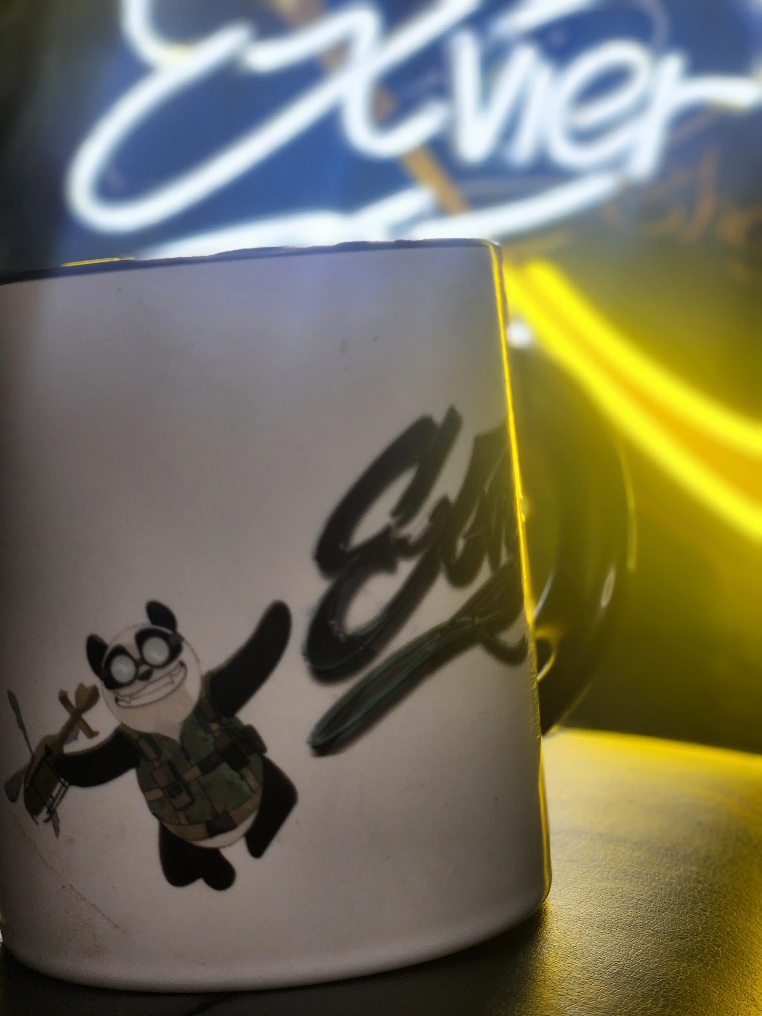 Panda Jump Mug - 15 oz Branded Ceramic Cup with Copyrighted Graphics by Exvier Shops