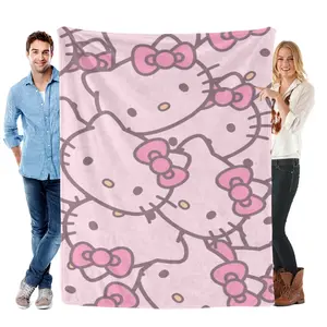 Sanrio Hello Kitty Printed Blanket Soft Flannel Cozy All Season Throw Cover For Sofa Bed Girls And Teens