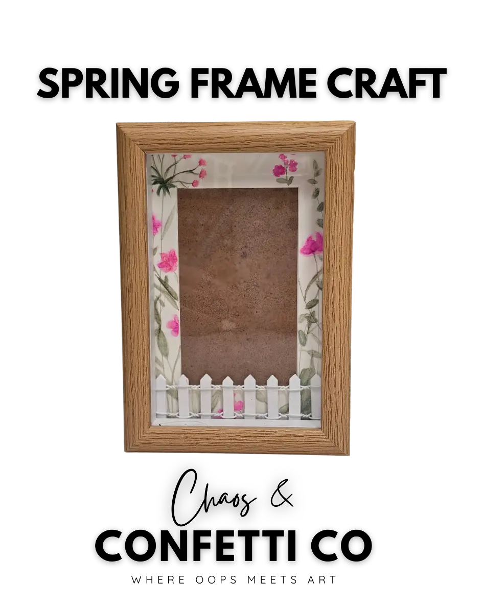 DIY Photo Frame Craft Kit - 4x6 Spring Picture Box Frame with Watercolor Paint Pencils, Paintbrush, Fence Piece for Scrapbooking, Decor Projects