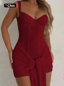 Women's Solid Color Lace Knotted Tank Dress, Plain Sleeveless Ruched Backless Ribbon Bodycon Mini Dress, Women's Summer Chic Fashion Short Dresses for Party Club Night Out Holiday Clothes, Valentine’s Day Gifts for Girlfriend Wife Ladies