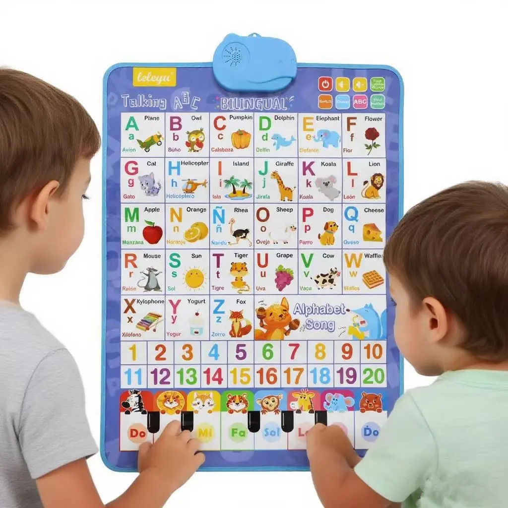English-Spanish Bilingual Talking Chart for Kids | Tap to Learn Vocab & Pronunciation  | Fun Educational EdTech for Early Language Learning Batteries Not Included 26 Words And 27 Words