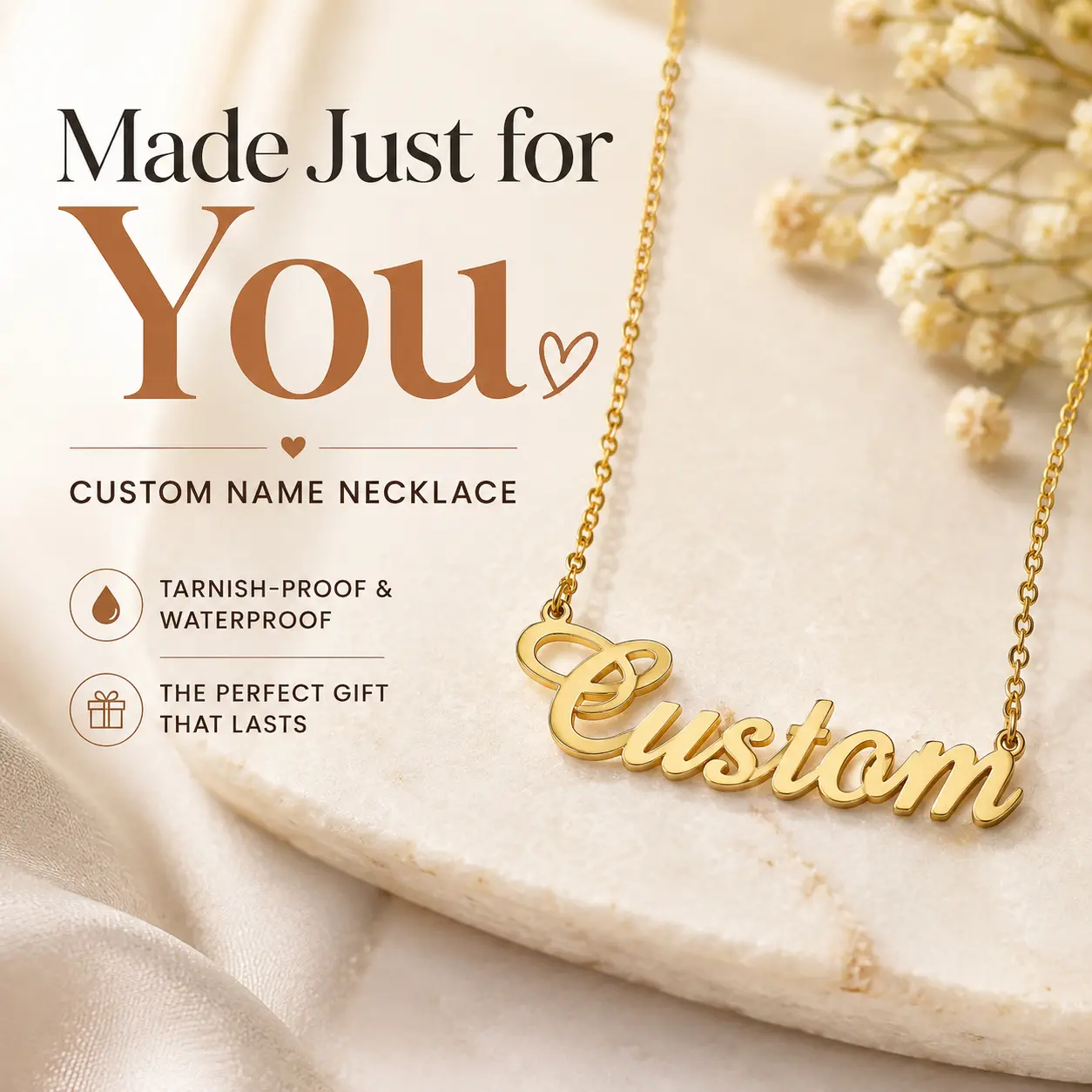 Custom Name Necklaces for Mom - Engraved Polishing Stainless Steel Keepsake Pendant, Tarnish-Proof Family Jewelry Gift, Available in Gold, Silver & Rose Gold, Exquisite Jewelry Gift, Electroplating, Glossy, Unisex, Add Note In The Check Out Page