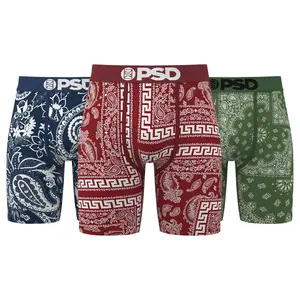 PSD Men's Bandana Print Boxer Briefs - Breathable and Supportive Men's Underwear with Moisture-Wicking Fabric