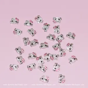 (Light Pink) 30 pcs Metal Hell0 Kitty Design Nail Charms  (zircon alloy charm)