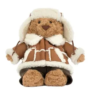 New Ski Club Chicago Limited Winter Doll Gift Plush in Cozy Brown Coat & Hat Soft Texture Matching Hat for Winter Vibes