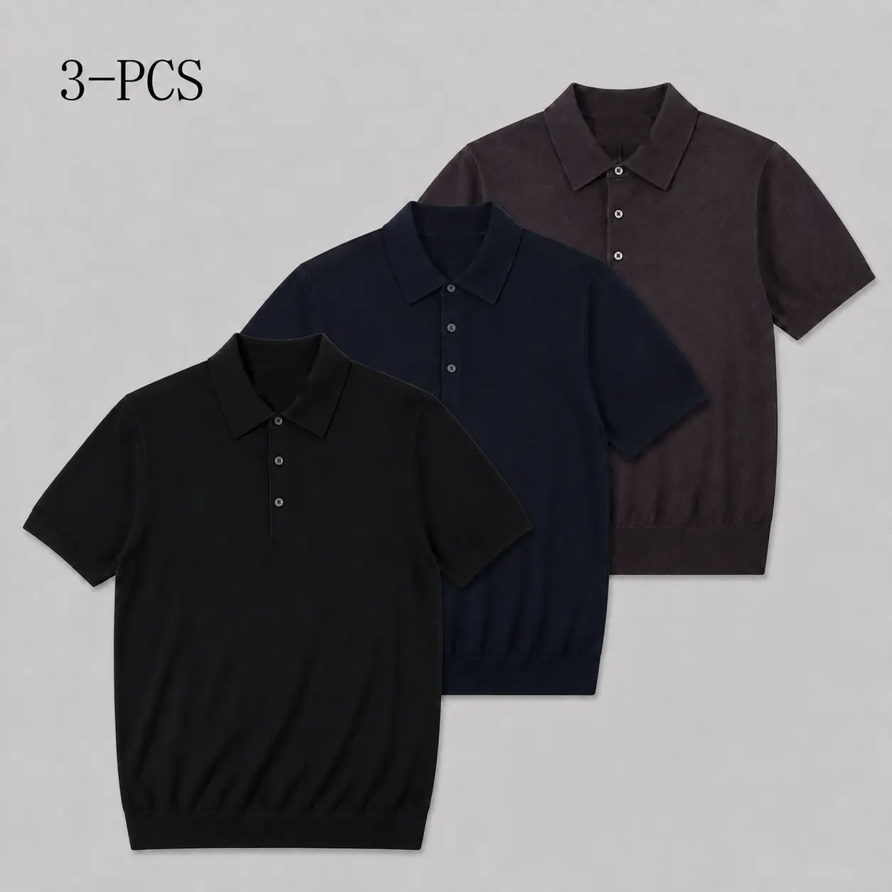 3pcs Black+Dark Gray+Brown