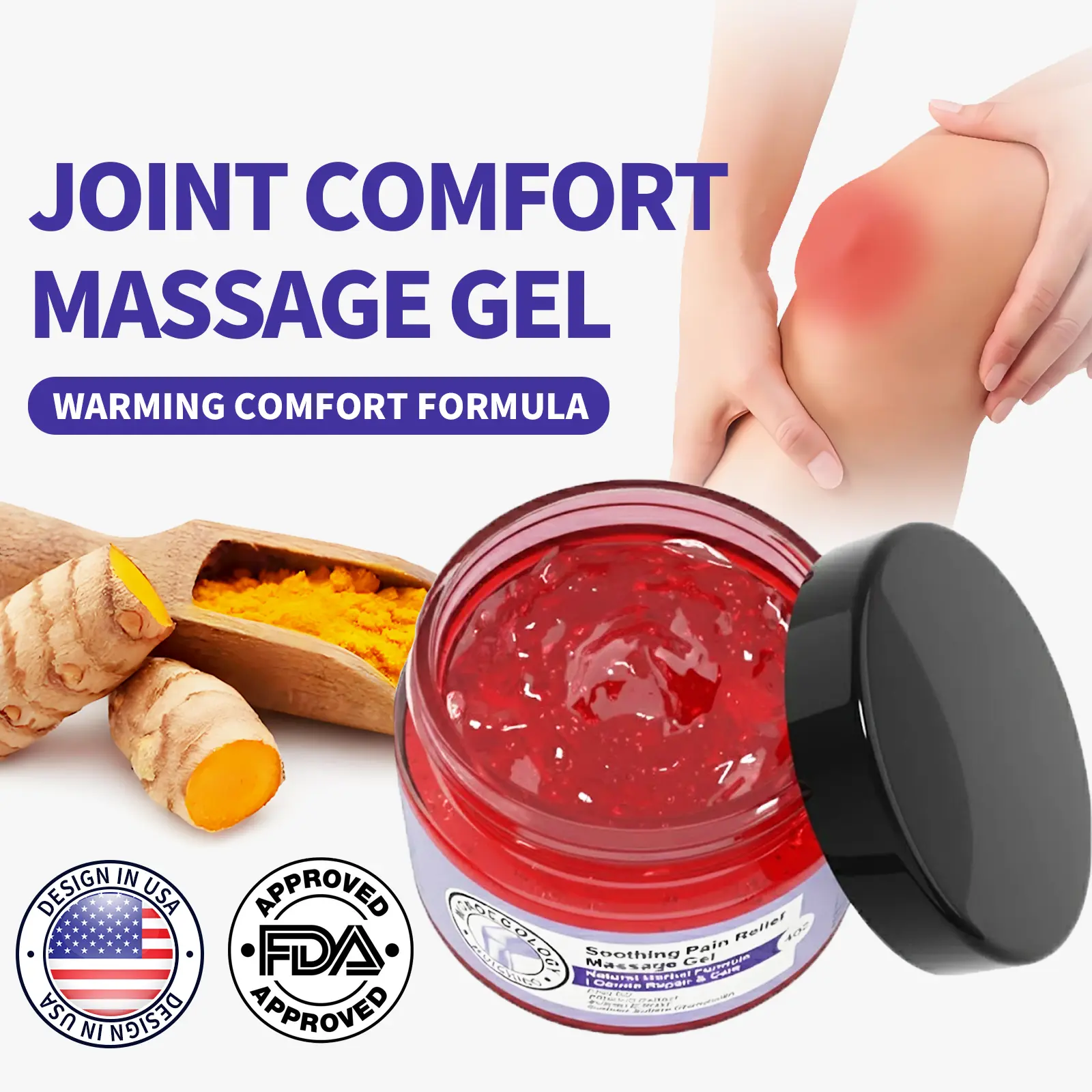 High-performance red joint and bone gel supports the back, neck, feet, and hands, relieves pain, and provides moisturizing, hydrating, and repairing care. Contains turmeric extract.