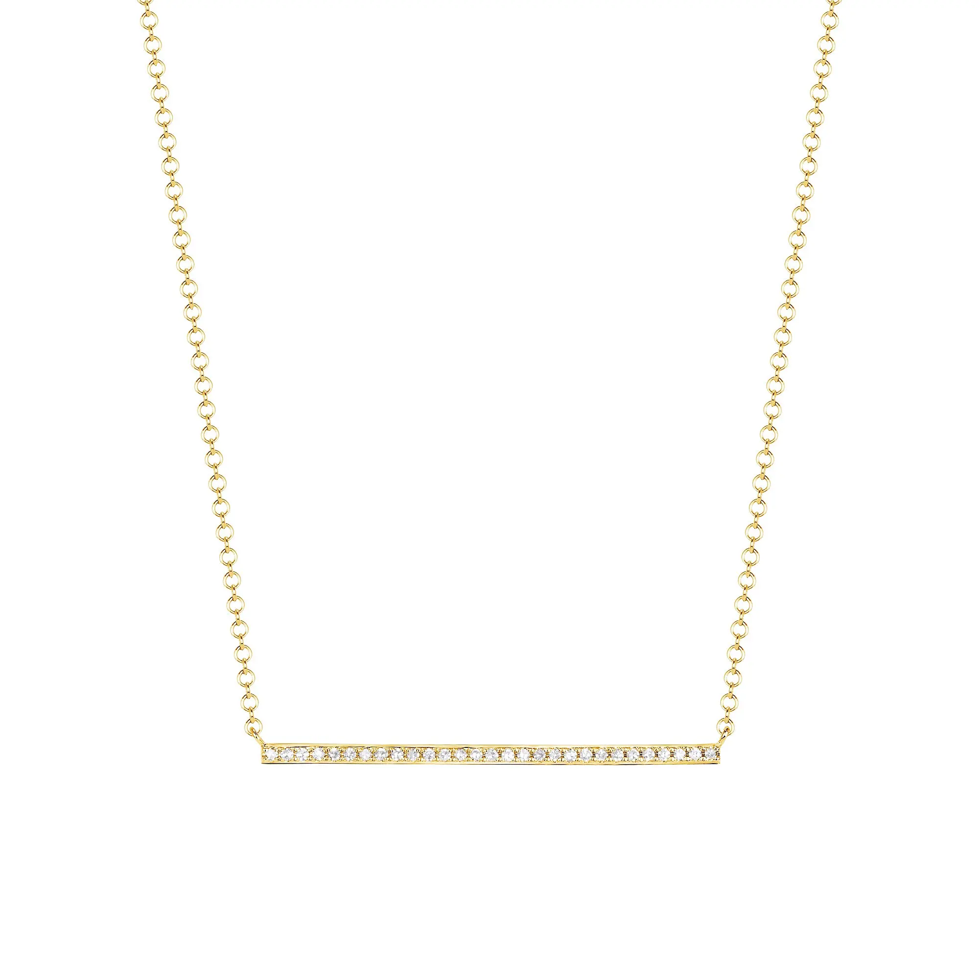 14k Gold Diamond Pavé Bar Necklace