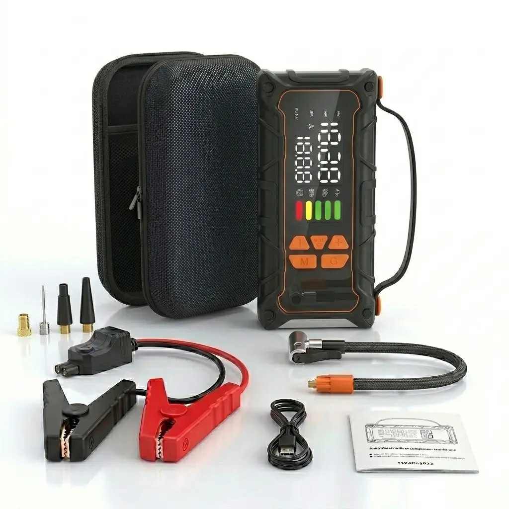 AAIVV Upgraded Portable Car Jump Starter,4000A Car Battery Starter, with 160PSI Tire Inflator, 12V Car Battery Starter, 15000mAh Mobile Power Bank, with LED Light.