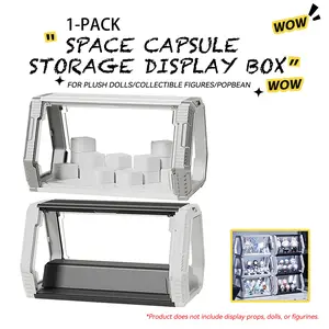 Space Pod Doll Display Case, Stackable DIY Building Blocks, Home Decor, Storage for Figurines and Plushies, Collectible Companion, Collectible Figures