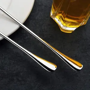 4pcs Ice Round Spoon Long Handle Ice Spoon Stainless Steel Spoon Ice Tip Spoon Coffee Spoon Honey Spoon Mixing Spoon Mug Spoon Spoons Set Utensils