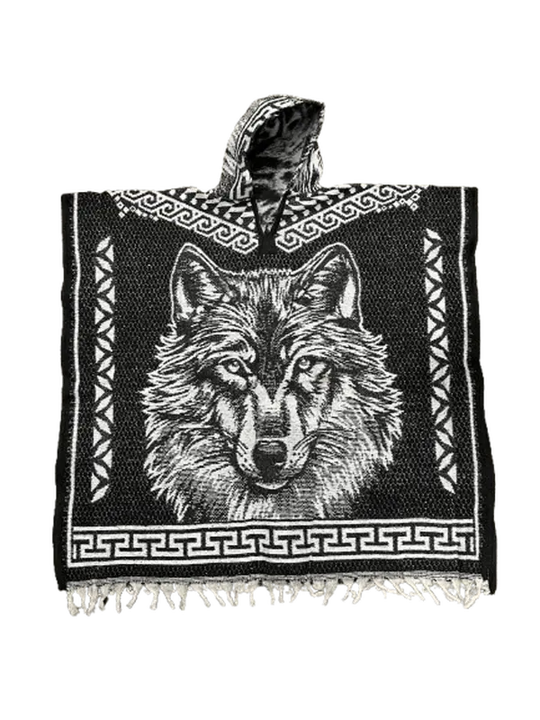 Unisex Wolf / Lobo "Pack Leader" Poncho / Gaban with Hoodie / Gorro