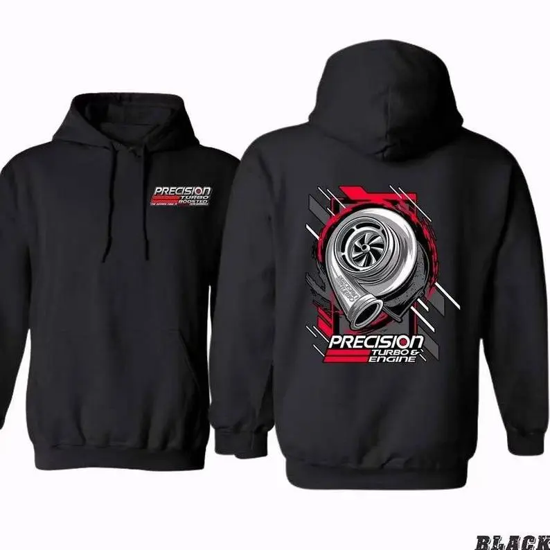Men's Turbo Graphic Cotton Hoodie - Long-Sleeve Pullover, JDM Racing-Inspired Casual Automotive Streetwear Top for Car Enthusiasts (Unisex Fit), Black Sweatshirt, Racer Energy