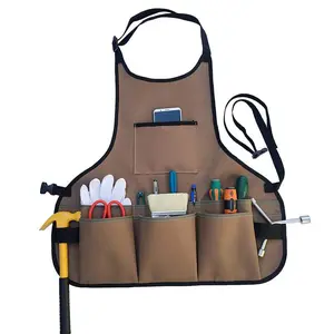 Waterproof Duty Unisex Canvas Work Apron with Tool Pockets Heavy Duty Durable Adjustable Cross-Back Straps Home Housework Workshop