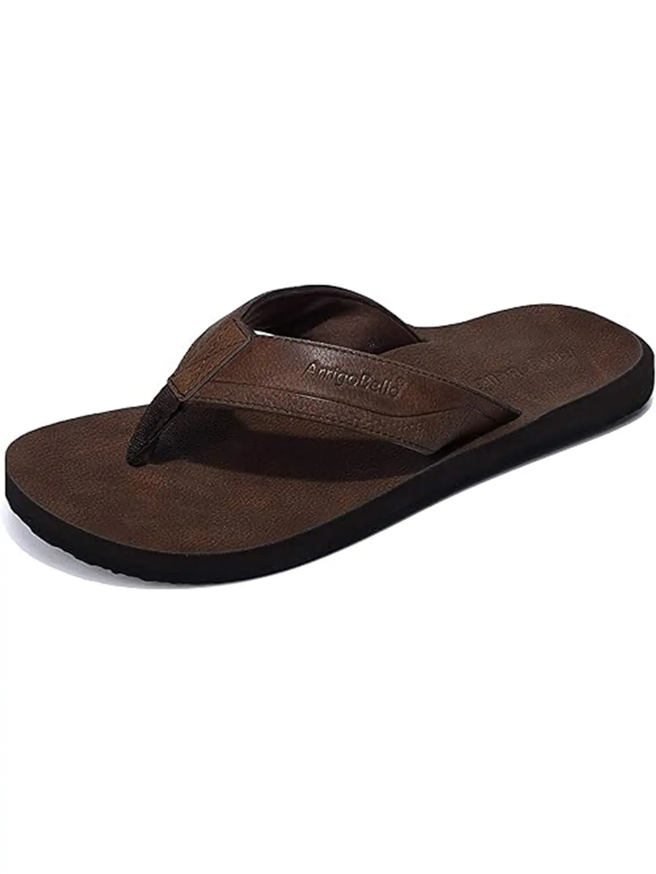 Men's Casual Leather Minimalist Flip Flops, Comfortable Easy Wear Shoes, Durable Fashion Daily Footwear, Stylish Men's Sandals, Footwear For Beach, Flat Sandal Shoes
