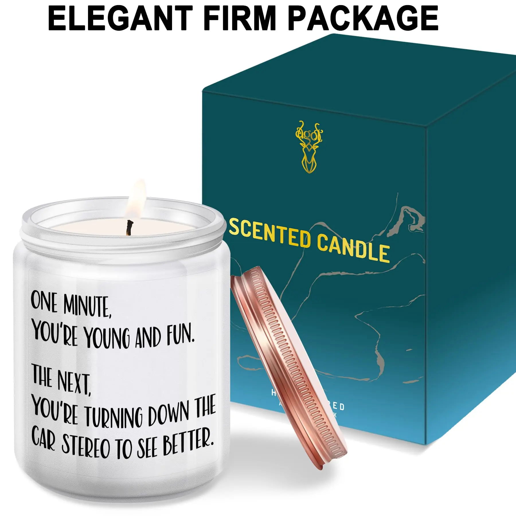 Natural Soy Wax Smokeless Scented Jar Candle - Lemongrass Sage Aroma, Household Candle, Home Decor Accent, Home Freshener with Customizable Letters, Gift for Dad (40-70th Birthday), Christmas Gift, Decoration