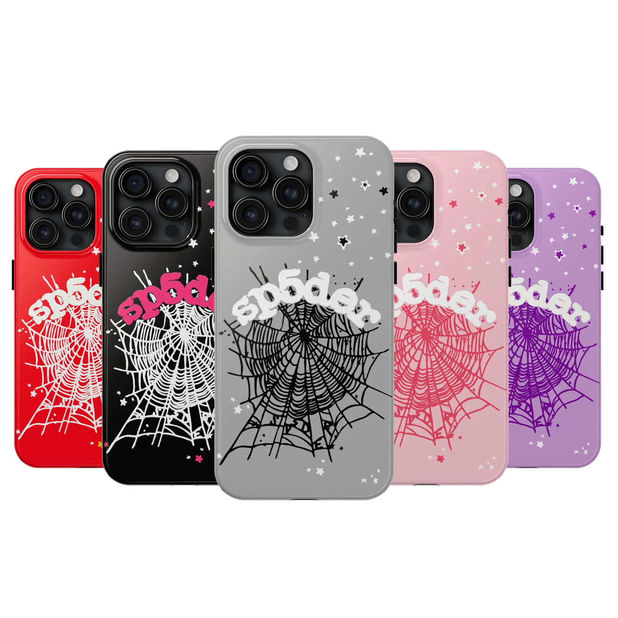 Luxury Sp5der Phone Case Hard Shell, Streetwear Hip-Hop Inspired Protective Cover, Shockproof Anti-Drop Durable Case for iPhone 11/12/13/14/15/16 Series Pro Max & Plus Models, Fashion Tech Accessory