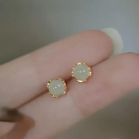 Elegant Fashion Faux Jade Stud Earrings, Simple Design Plain Stud Earrings for Women, Fashion Jewelry for Party, Daily Clothing Decor, Trendy All-match & Exquisite Jewelry for Birthday Gift