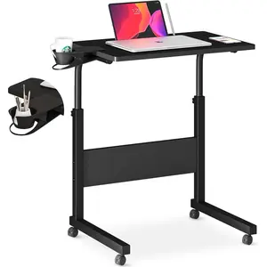 Small Standing Desk Adjustable Height, Portable Treadmill Desk, Mobile Table Ideal for Laptops and Tablets, Black
