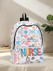 Nurse Themed Backpack, Casual Large Capacity Zipper Backpack for Women & Men, Fashionable Trendy Backpack for Daily Use, School, Business Trips, Travel, School Backpacks