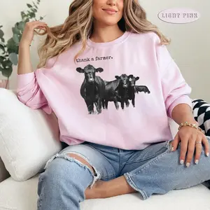 Thank A Farmer Graphic Sweatshirt, Thank A Farmer Sweater, Support Local Farmers Crewneck, Agriculture Sweatshirt, Western Cow Sweatshirt