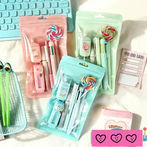 6pcs Cute Stationery Set, Multifunctional Pen Set Includes Fluorescent Pens, Neutral Pens, Six-Color Ink Pen, Acrylic Pen, Correction Pen, Eraser, Office School Supplies, Desk Supplies Set, Student Essentials