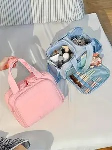 Makeup Bag, With Multiple Functions And Large Capacity, Capable Of Standing Upright And Storage Bag Divided Into Zones And Layers, Portable Multifunctional Toiletry Bag, Pencil Case, Suitable For Both Mal, Travel Cosmetic Bags