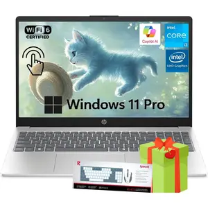 HP 15.6-inch Business and Student Touchscreen Laptop, Intel 13th Generation Core i3, HD Touch Display, 8/16/32GB RAM, 256/512GB SSD, AI Copilot, Win 11 Pro, RedDragon Keyboard and Mouse Set