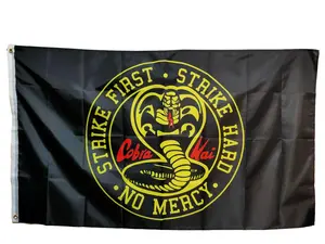 Cobra Kai Flag Strike First Karate Funny flag Any Size 3x5ft Banner 100D Polyester Wall Hanging Decoration Tapestry