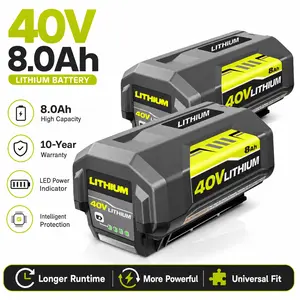 2-Pack 8.0Ah OP4040 Replacement Battery for Ryobi 40V - Continuous Power