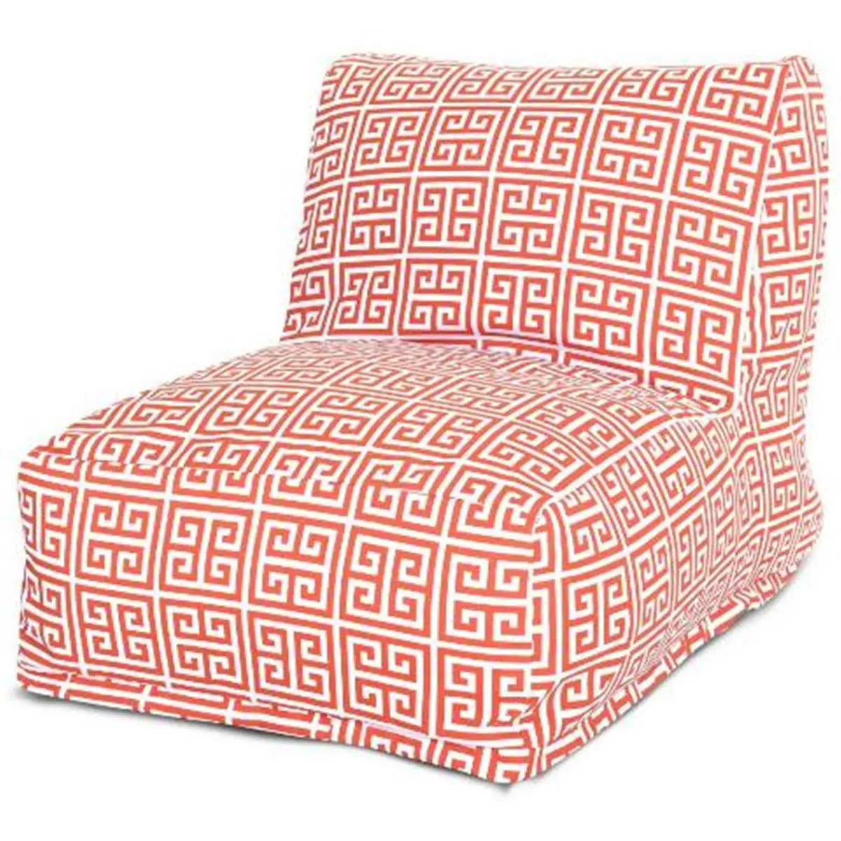 Majestic Home Orange Towers Bean Bag Chair Lounger - Eco-Friendly Durable Outdoor Living Room Chair, 12in Thick, 27x36x24in, 200lbs Weight Capacity, UV Protection, Zipper Cover, All-Seasons Spot-Clean Slipcover