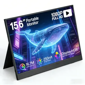 Portable Monitor 15.6" FHD 1080P, Ultra-Slim IPS Screen, Plug & Play USB-C HDMI for Laptop, Phone, PS5 & Xbox