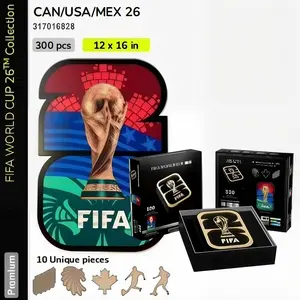 FIFA World Cup 2026 Host Country Logo Wooden Puzzle for Adult, 300 Pieces Irregular Shape Puzzle, 5MM Thick, Creative Collectible Gift for Fans, Officially Licensed Product, 12 x 16