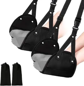 2 Pack Airplane Travel Footrest Hammocks Adjustable Black Memory Foam Lightweight Easy to Carry Comfortable for Airplane Car Train Office