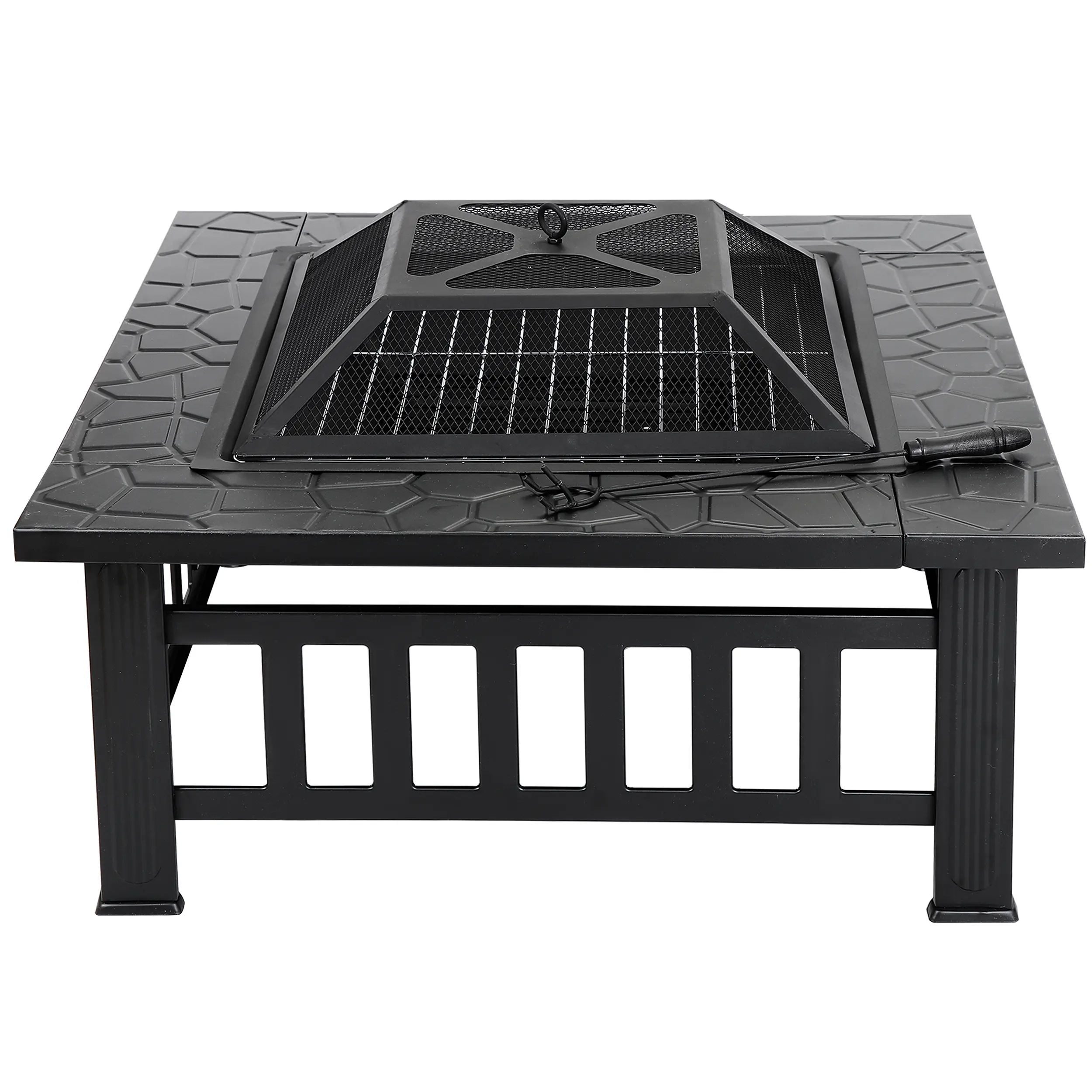 Segawe 32/26/22-in Square Heavy Duty Steel Frame Wood-Burning Tabletop Fire Pit Set, Outdoor Patio Furniture, Backyard Decor for Home Garden Use,summerwins,campingessentials,outdoorfurnitureset,campinggear