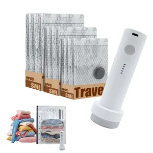 Cordless Travel Vacuum Bag Set – Save Up to 80% Space for Clothes & Luggage｜9 Bags, 3 Sizes with Cordless Pump