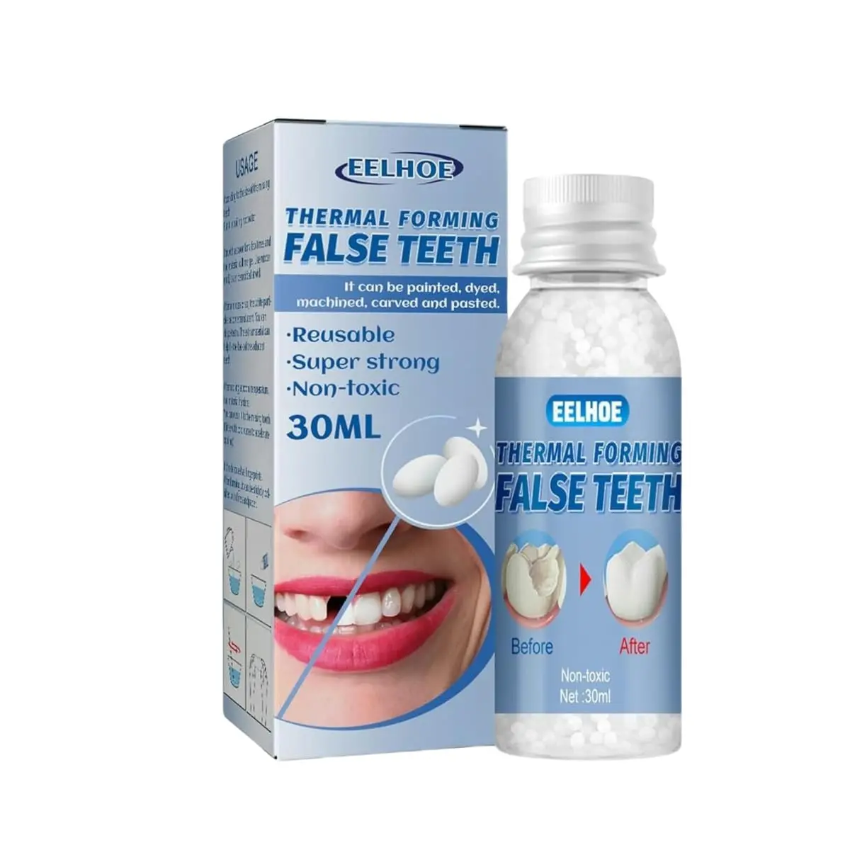 1PCS Resin Dental Restoration Kit - Temporary Tooth Replacement Kit with Mouldable Dentures, Tools, Denture Fillers for Instant Confident Smiles, Halloween Horror Themed Party Makeup (Multi-Pack Option Available)