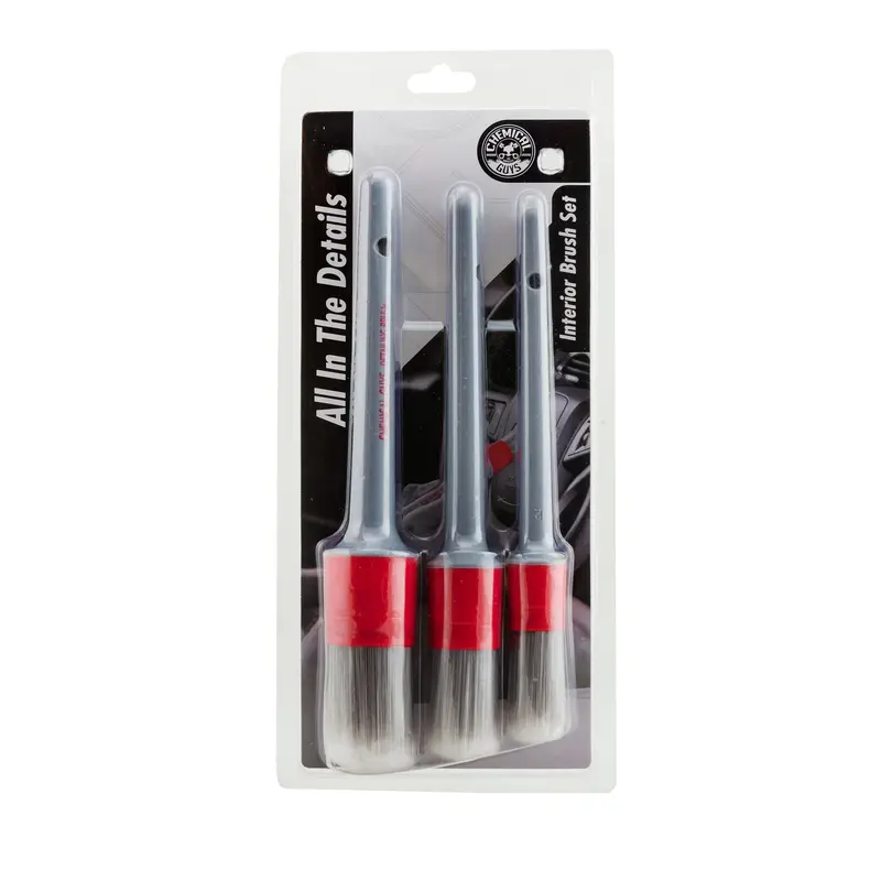 Chemical Guys 3-Pack Durable Automotive Interior Detailing Brushes, Car Detailing Tools, Precision Wash Accessories for Cleaning Tight Spaces