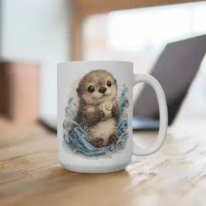 Baby Otter Coffee Mug | Cute Watercolor Otter Mug, Cozy Animal Art Cup, Ocean Nature Lover Gift