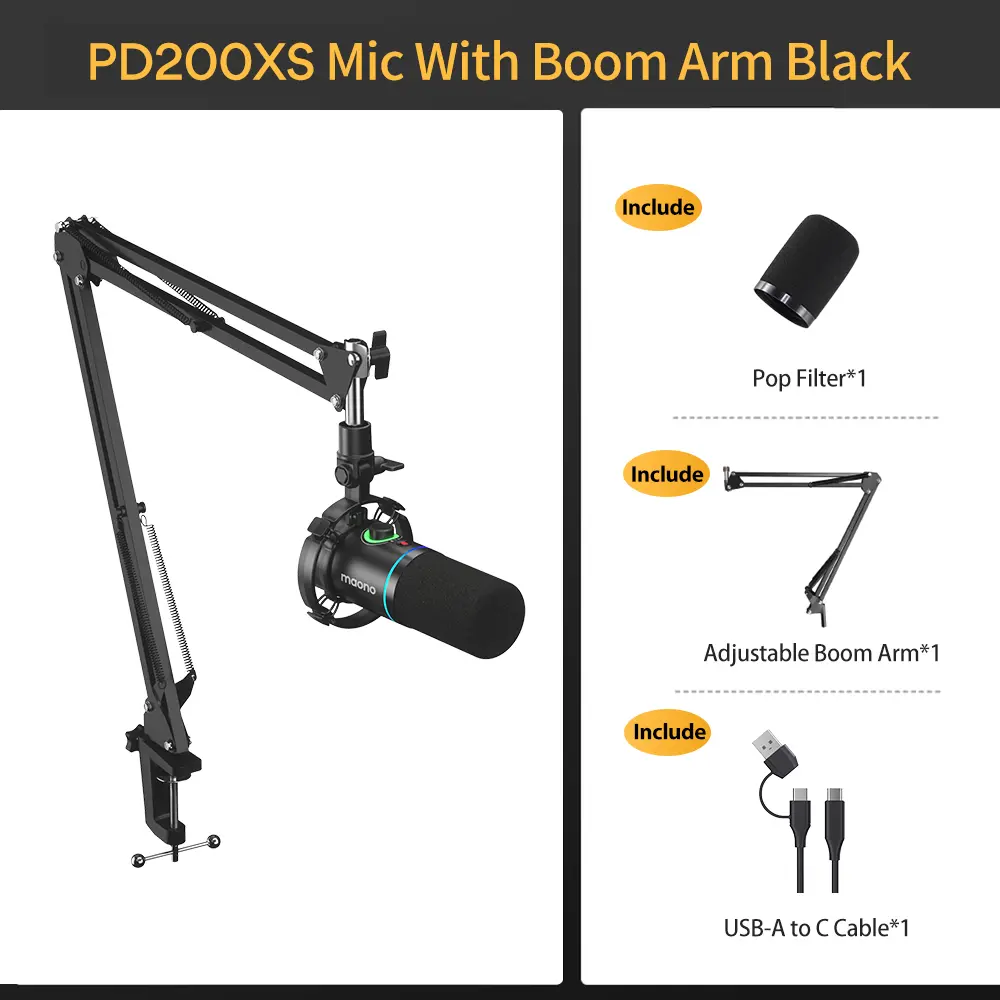 PD200XS Black【With BA20 Boom Arm】