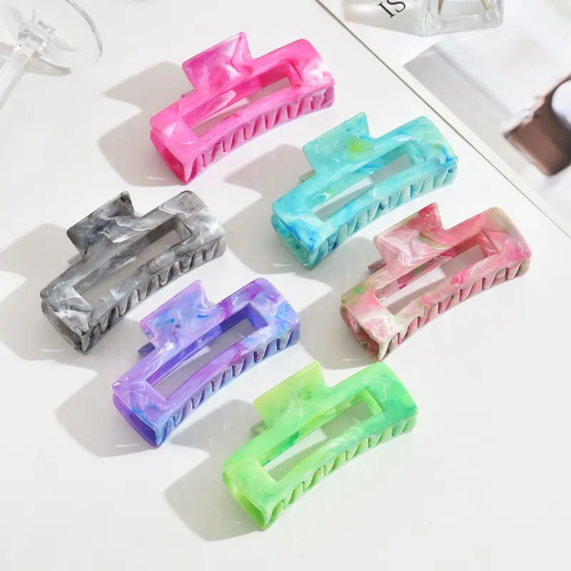 Casual Simple Marble Pattern Hair Claw for Women, Minimalist Headwear Suitable for Thick Hair, Fashion Hair Accessories for Party, Daily Clothing Decor, Clip in Claw, Hair Claws Set, Hair Clips