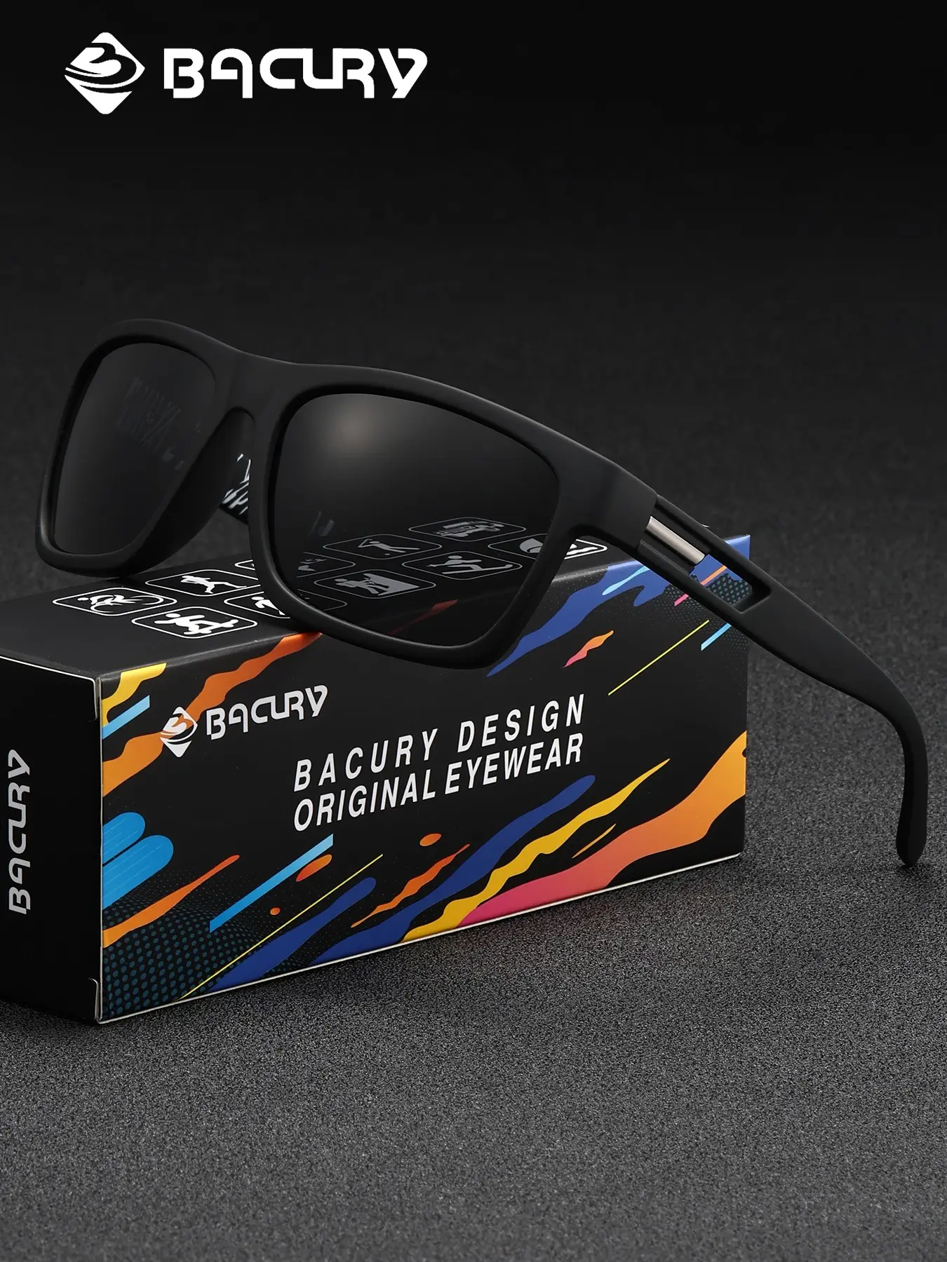 BACURY UV400 Polarized Sport Shades | 8 Color Options, Matte & Glossy Frames for Everyday & Sports Wear