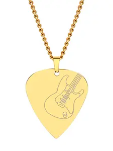 Rock Guitar Pick Necklace, Stainless Steel Pendant, Casual Style, All Seasons, Musician Essential Gift
