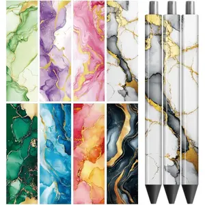 UV DTF Pen Wraps Transfer Sticker Decal Marble Stickers Kit - Marble Pattern Sticker 48pcs Waterproof HD Print UV DTF Pen Adhesive Decals for Personalized DIY Pencil Pen Decorative Crafts Gifts Giving