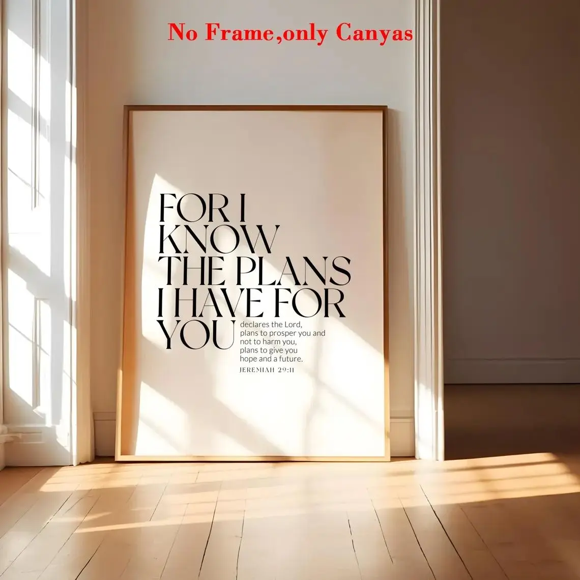 1 pc, wall art, religious poster, quote prints, Canvas Art And Prints For Walls, Jeremiah For I Know the Plans I Have for You art print, Christian Bible verse canvas painting, home decor, gift for friends, housewarming gift, unframed