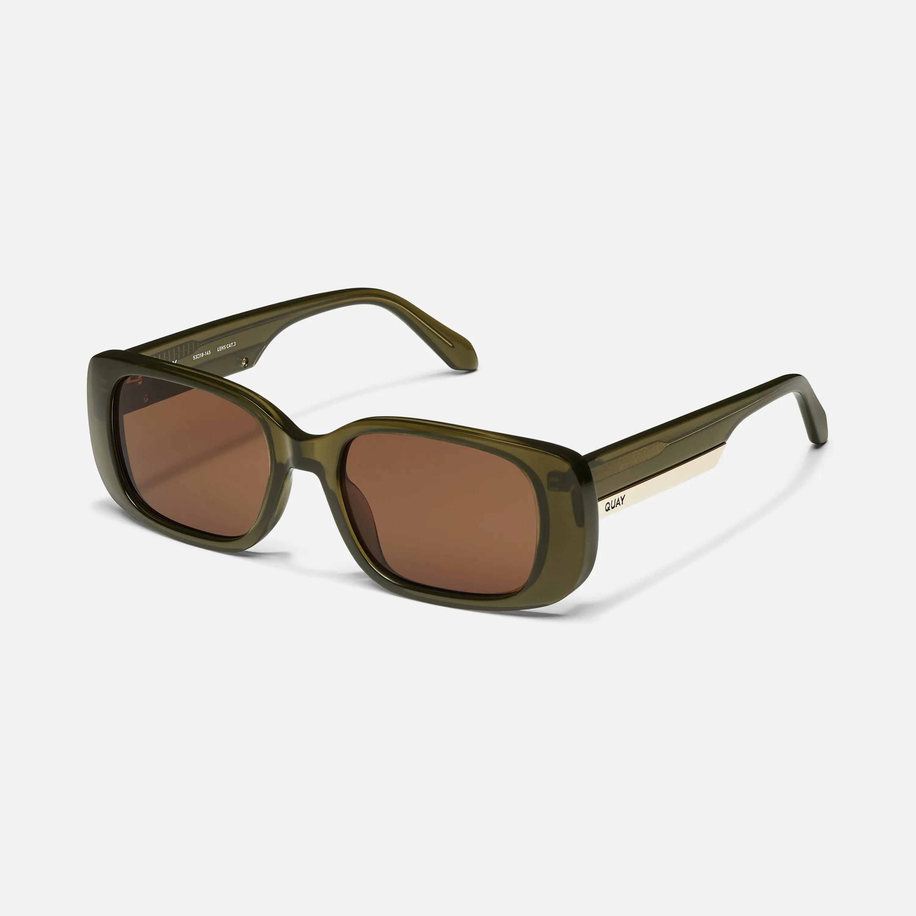 QUAY AUSTRALIA Karma Rectangular Sunglasses with Metal Hardware Detail & Built-in Nose Pads for Everyday Wear